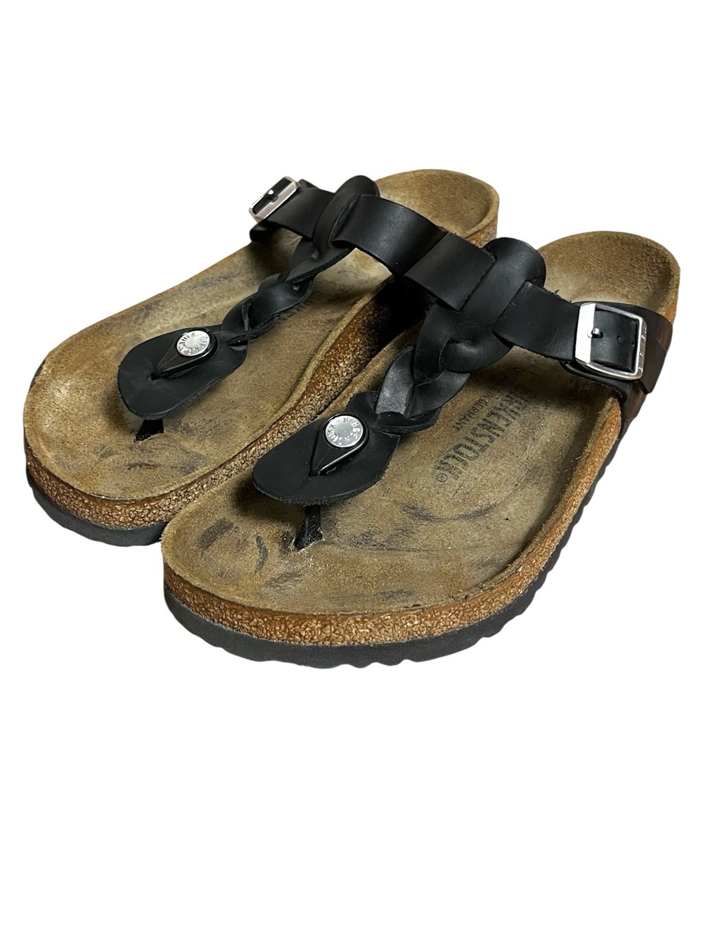 Birkenstock Gizeh Braided Leather Thong Sandals Black Women’s 39 - Picture 3 of 16